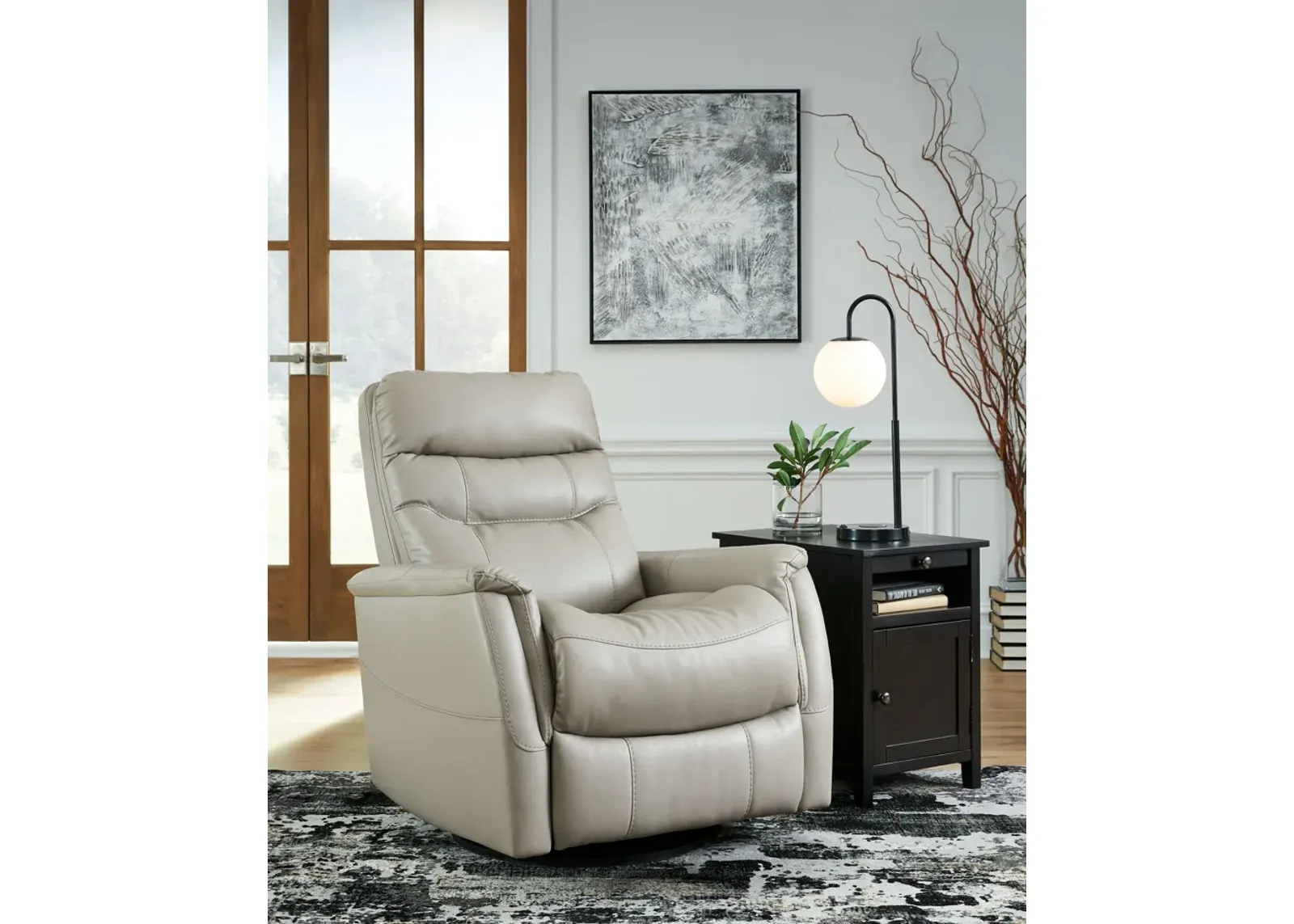 Riptyme - Dove Gray - Swivel Glider Recliner