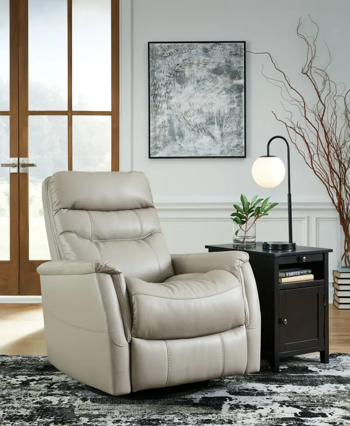 Riptyme - Dove Gray - Swivel Glider Recliner