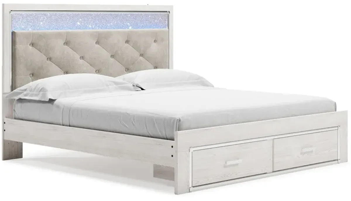 Altyra - King Upholstered Storage Bed - White