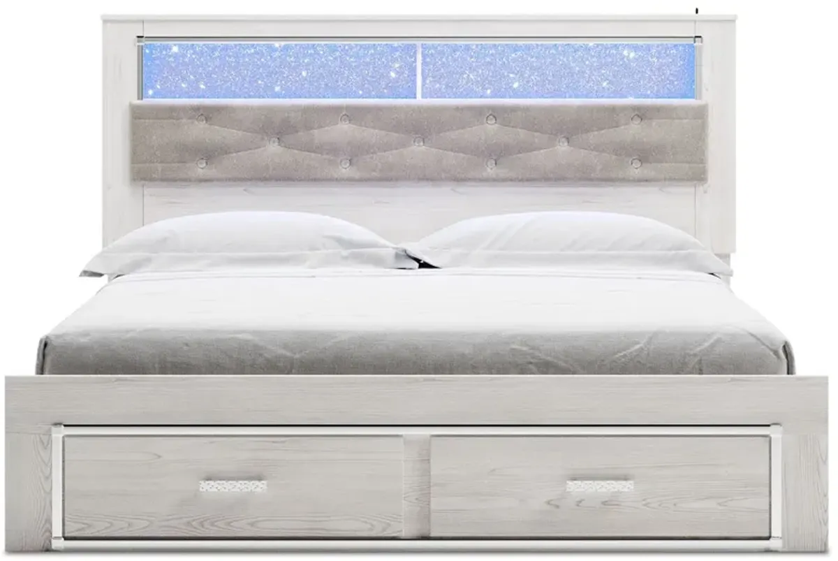 Altyra - White - King Upholstered Bookcase Bed With Storage