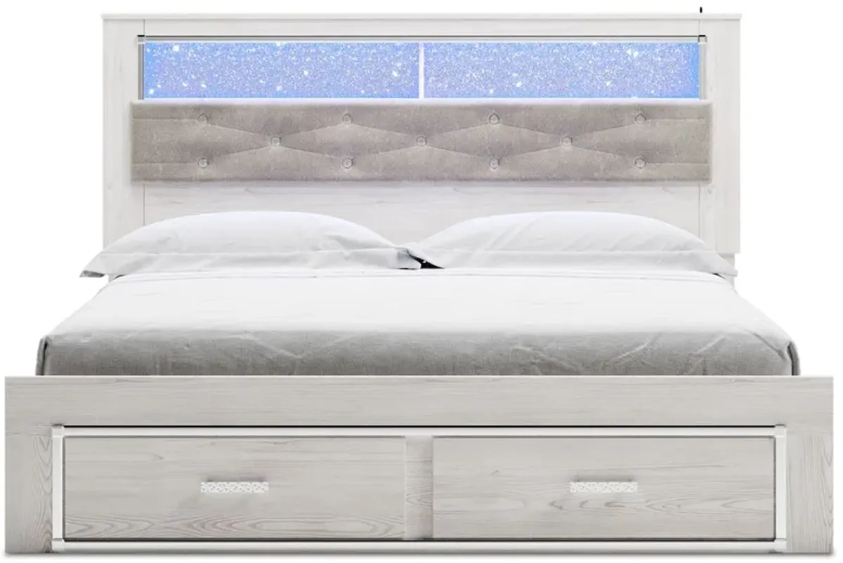 Altyra - White - King Upholstered Bookcase Bed With Storage