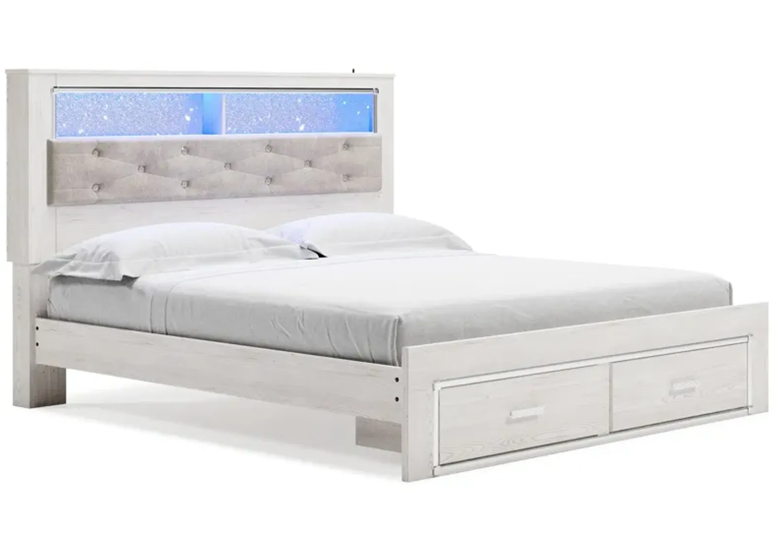 Altyra - White - King Upholstered Bookcase Bed With Storage