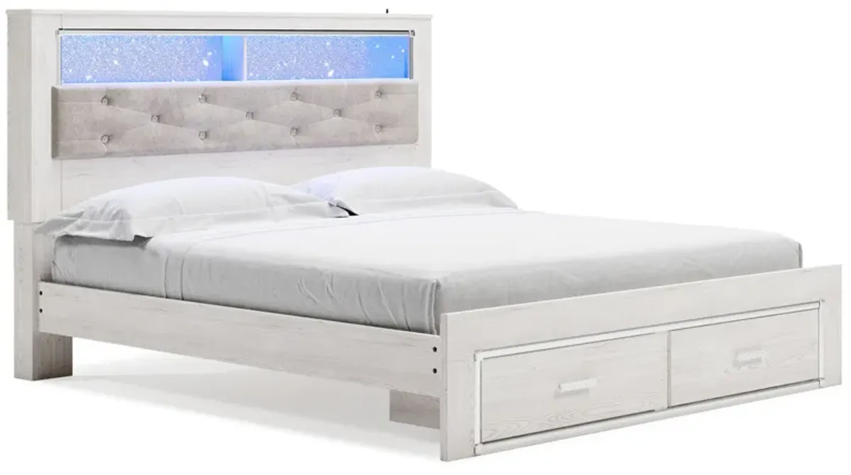 Altyra - White - King Upholstered Bookcase Bed With Storage