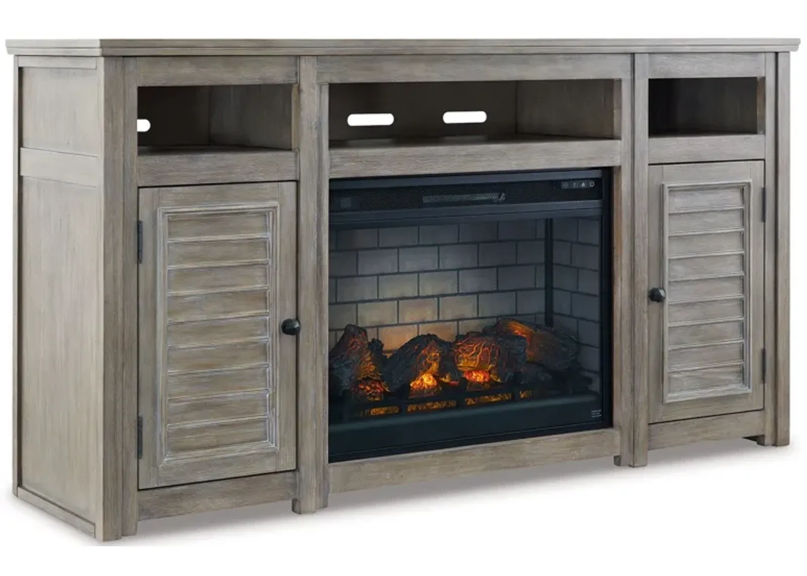 Moreshire - Bisque - 72" TV Stand With Electric Infrared Fireplace Insert