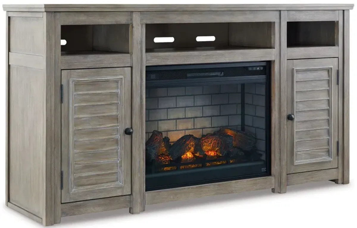 Moreshire - Bisque - 72" TV Stand With Electric Infrared Fireplace Insert