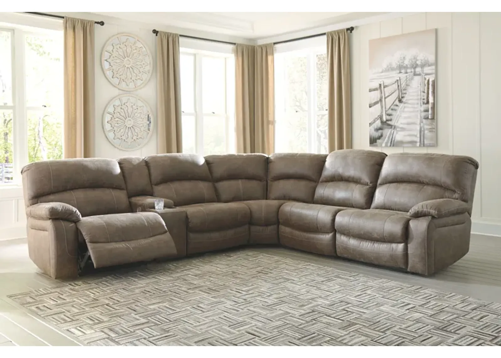 Segburg - Driftwood - Left Arm Facing Power Sofa With Console 4 Pc Sectional