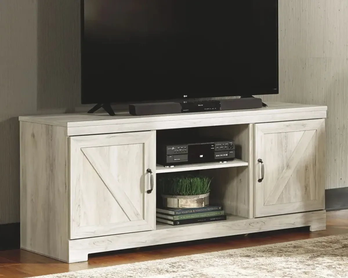 Bellaby - Whitewash - 63" TV Stand With Faux Firebrick Fireplace Insert