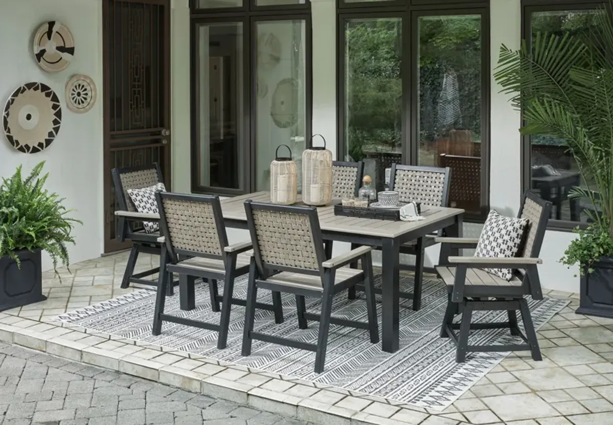 Mount Valley - Black / Driftwood - 7 Pc. - Dining Set