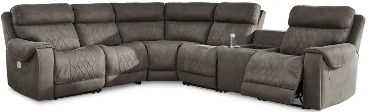 Hoopster - Gunmetal - Zero Wall Power Recliner with Console 6 Pc Sectional