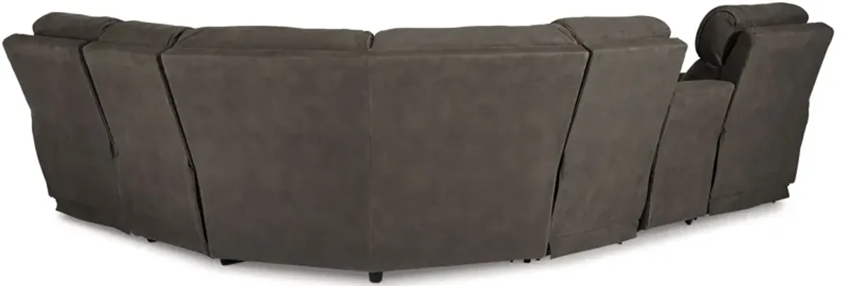 Hoopster - Gunmetal - Zero Wall Power Recliner with Console 6 Pc Sectional