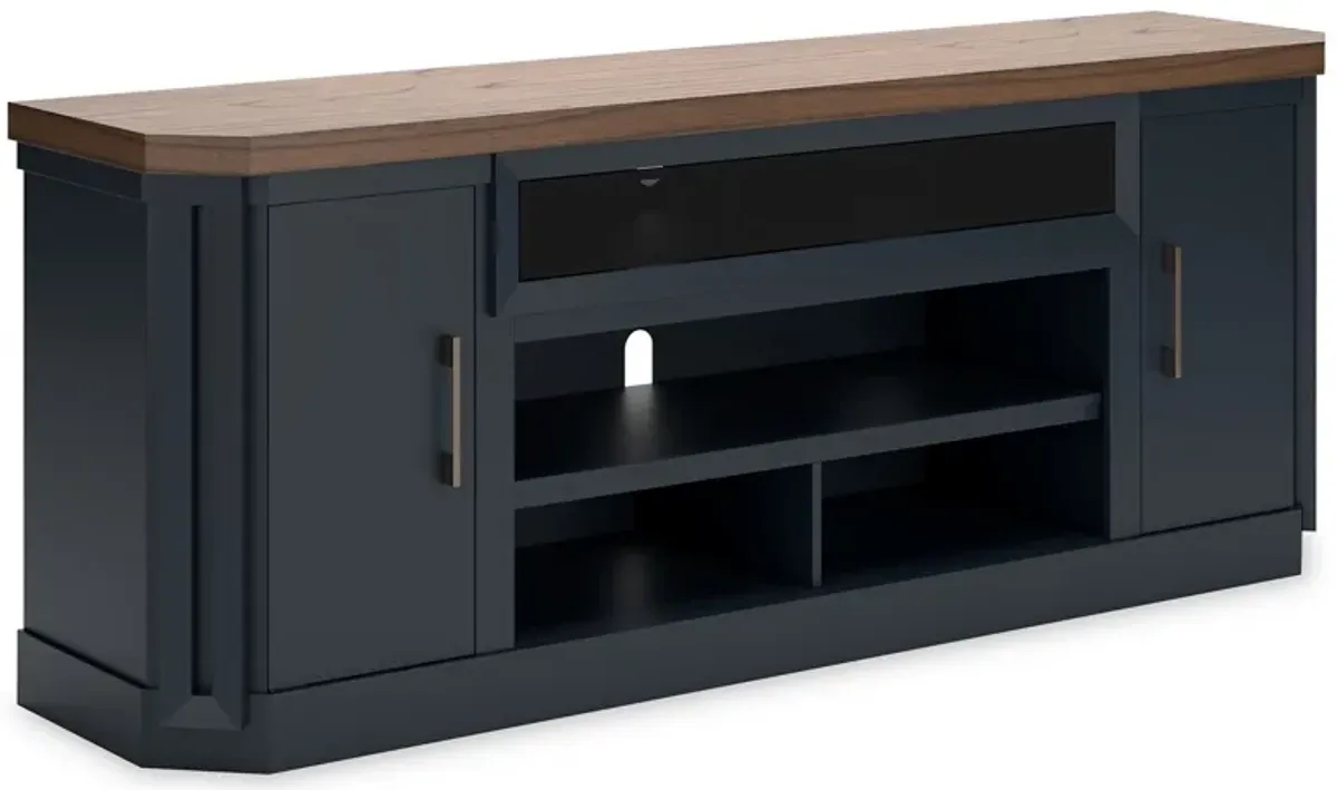 Landocken - Brown / Blue - Xl TV Stand W/Fireplace Option