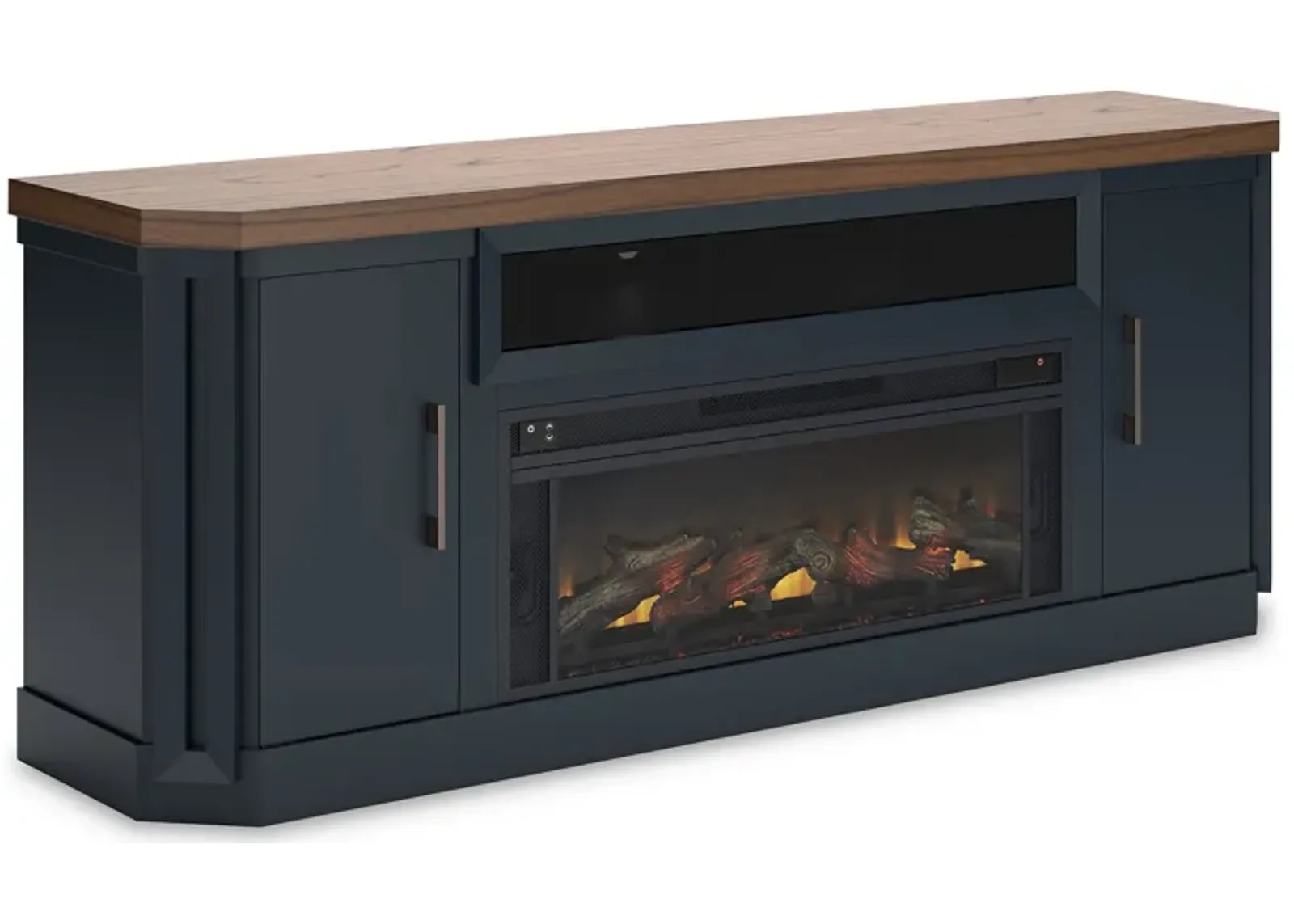 Landocken - Two-tone - 83" TV Stand With Electric Fireplace