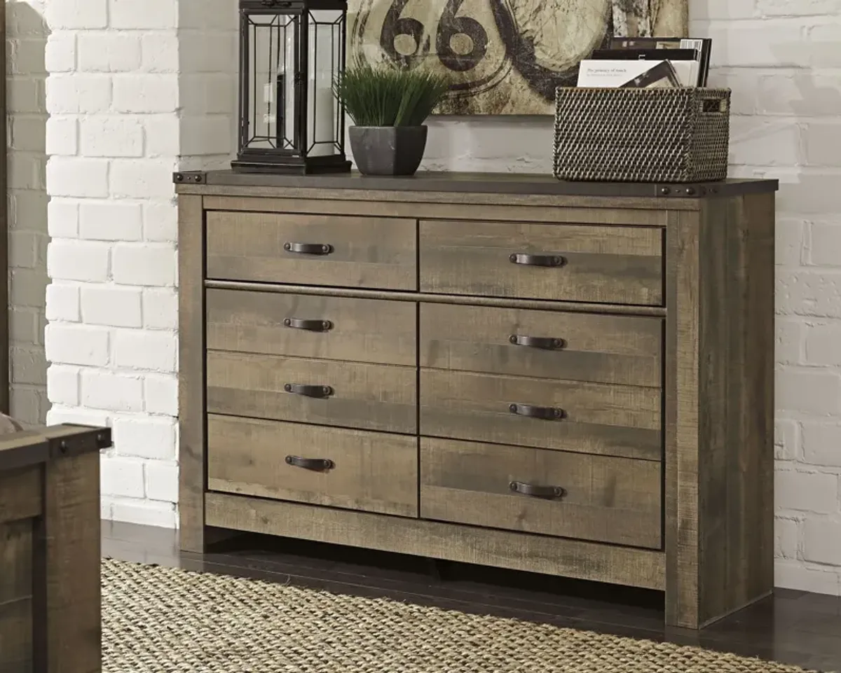 Trinell - Brown Dark - Six Drawer Dresser - 61.34" x 15.98" x 42.99"