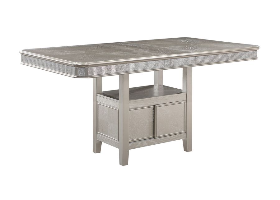 Klina - Counter Height Table (1 X 12 Leaf) - Silver