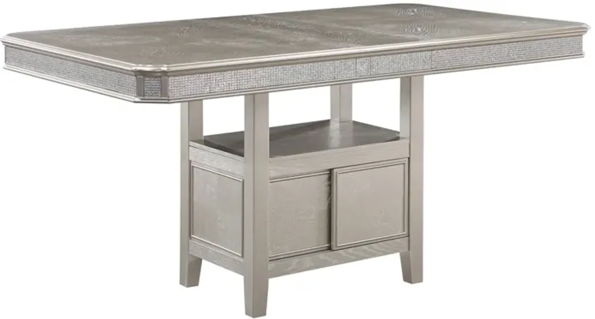 Klina - Counter Height Table (1 X 12 Leaf) - Silver