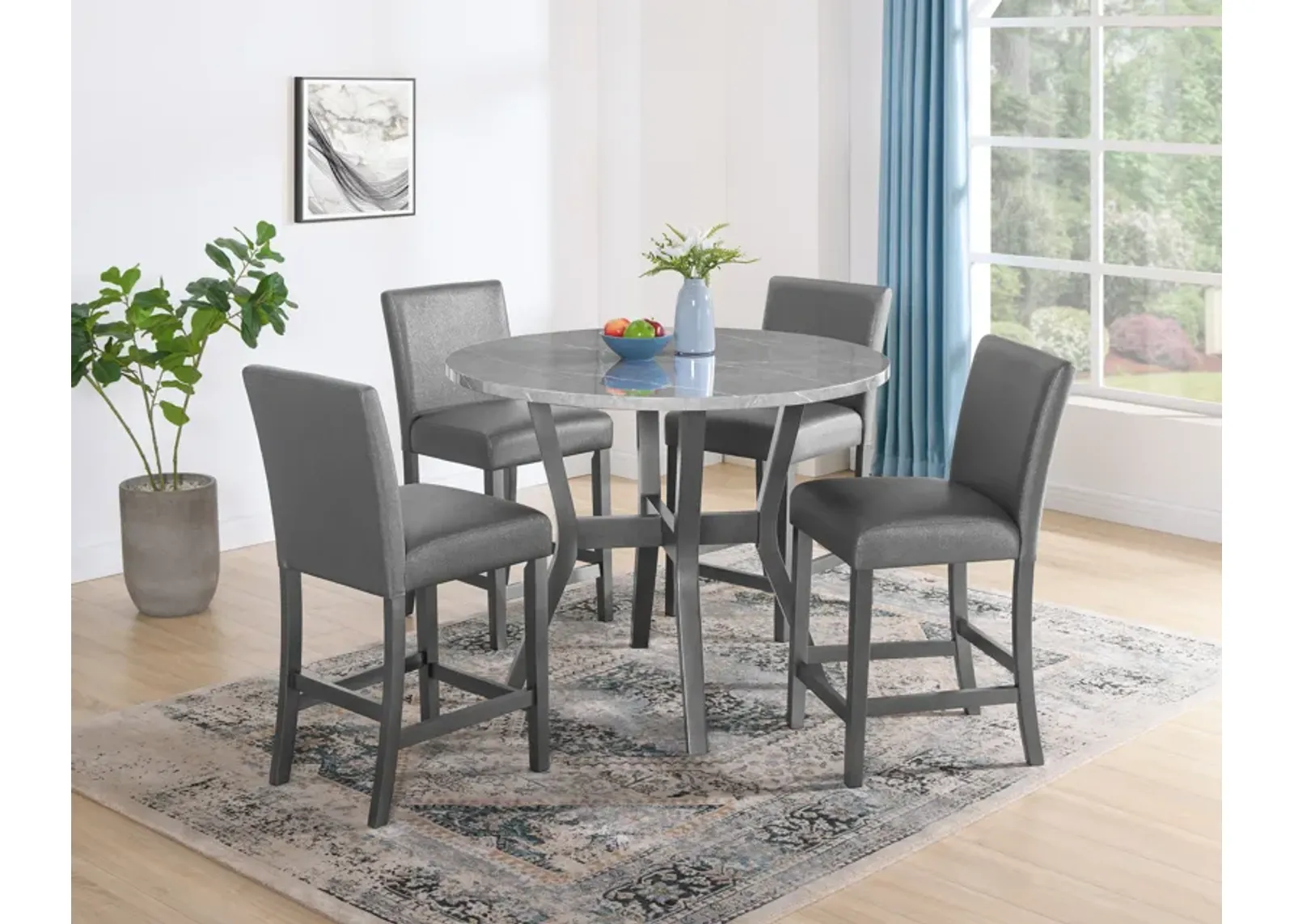 Judson - 5 Piece Counter Height Set - Glitter Gray