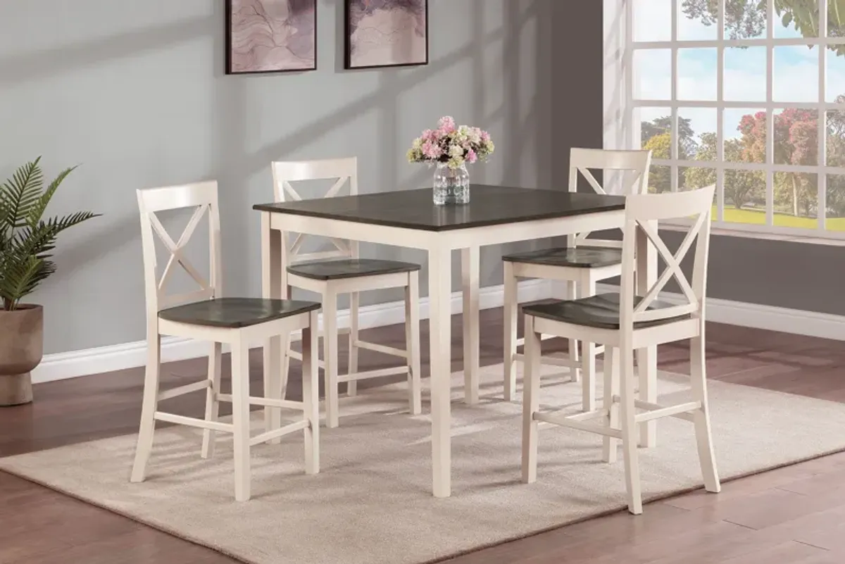 Theodore - 5 Piece Counter Height Table Set - White