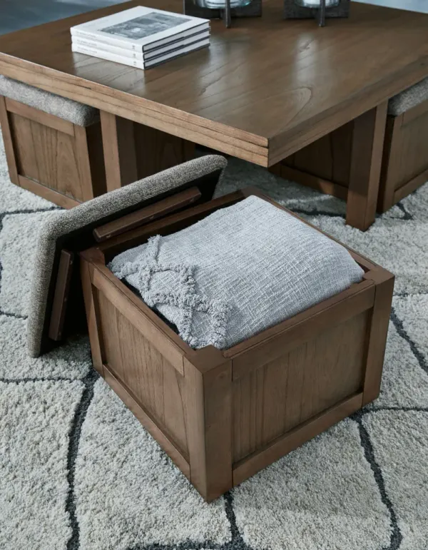 Boardernest - Cocktail Table With 4 Stools (Set of 5) - Brown