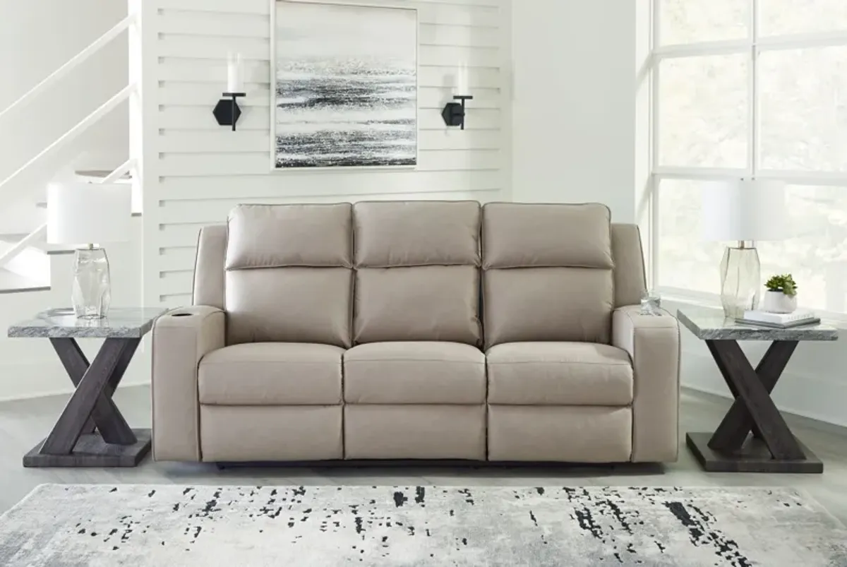 Lavenhorne - Pebble - Rec Sofa W/Drop Down Table