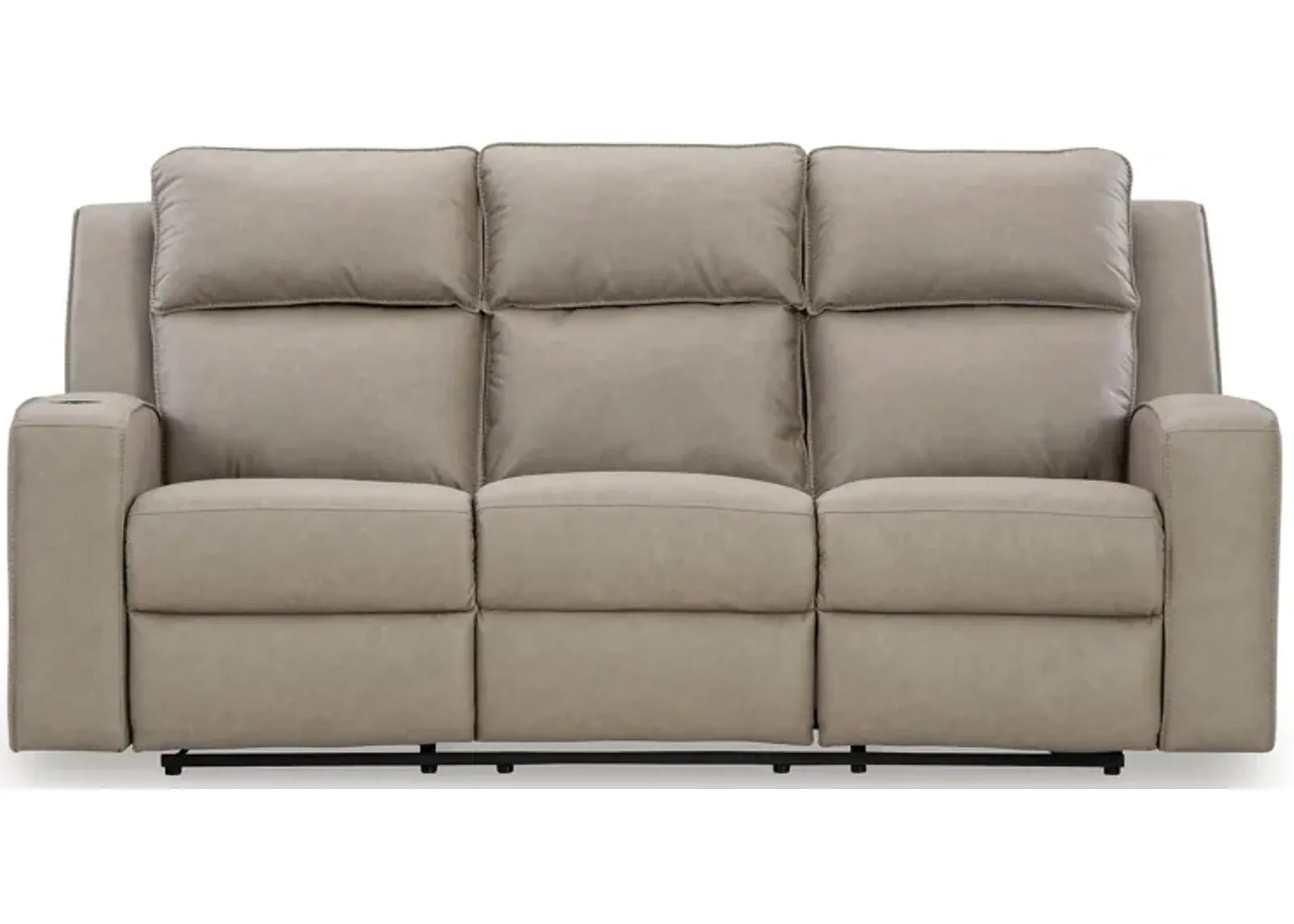 Lavenhorne - Pebble - Rec Sofa W/Drop Down Table