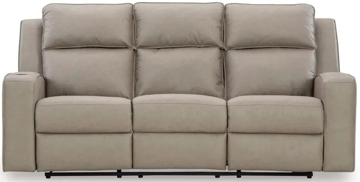 Lavenhorne - Pebble - Rec Sofa W/Drop Down Table