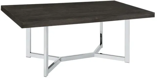 Benson - Rectangular Trestle Base Dining Table - Dark Oak And Chrome