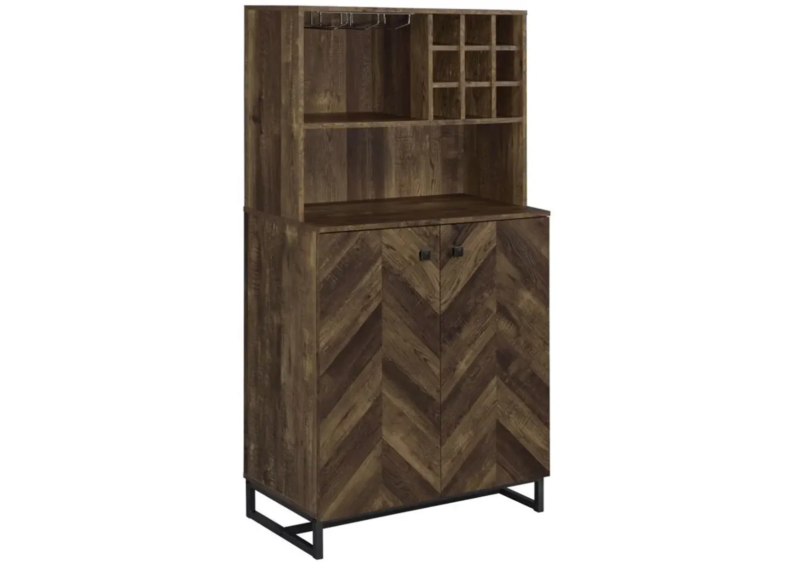 Mendoza - 2 Door Home Bar Cabinet Wine Storage - Rustic Oak