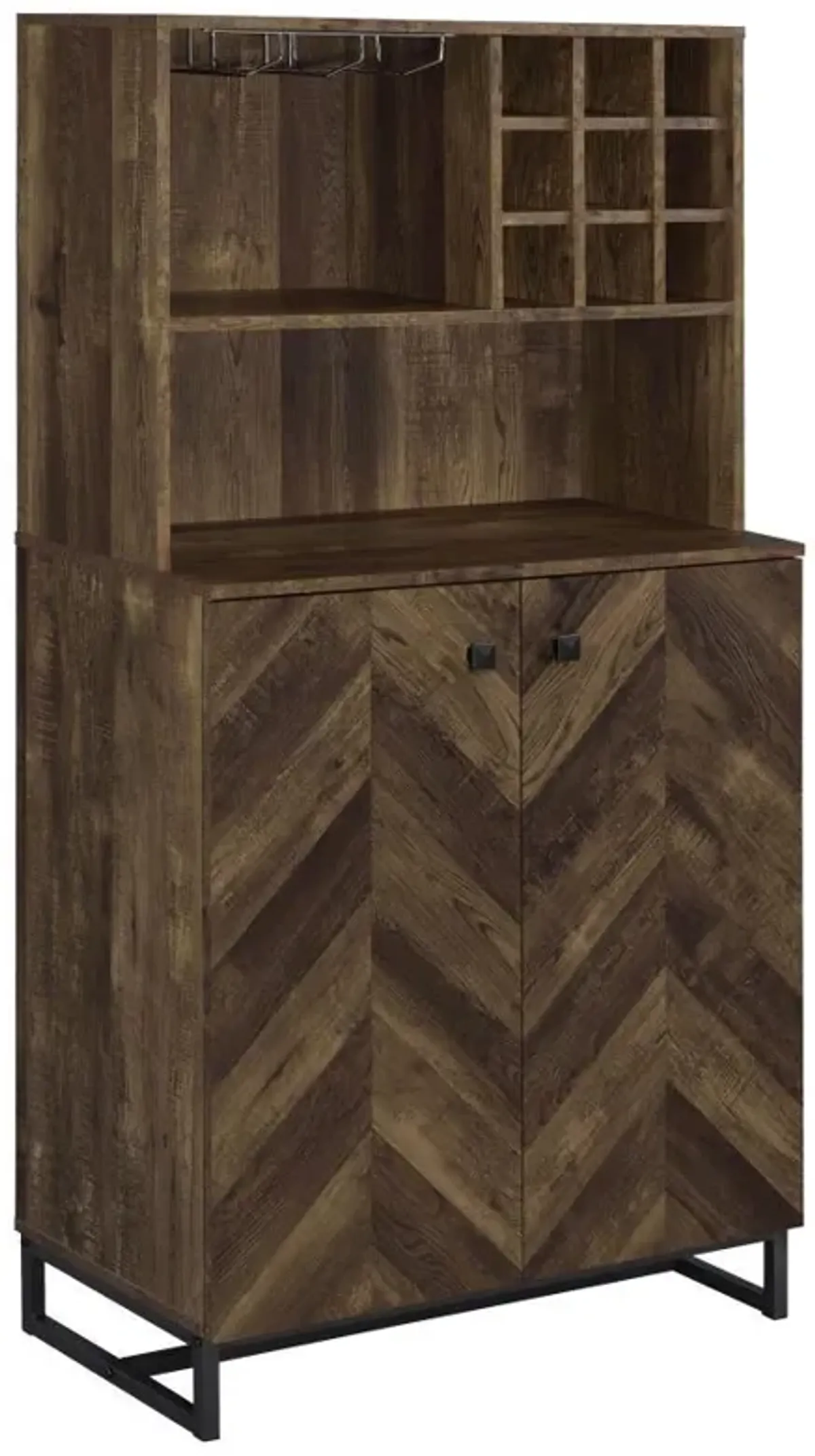 Mendoza - 2 Door Home Bar Cabinet Wine Storage - Rustic Oak