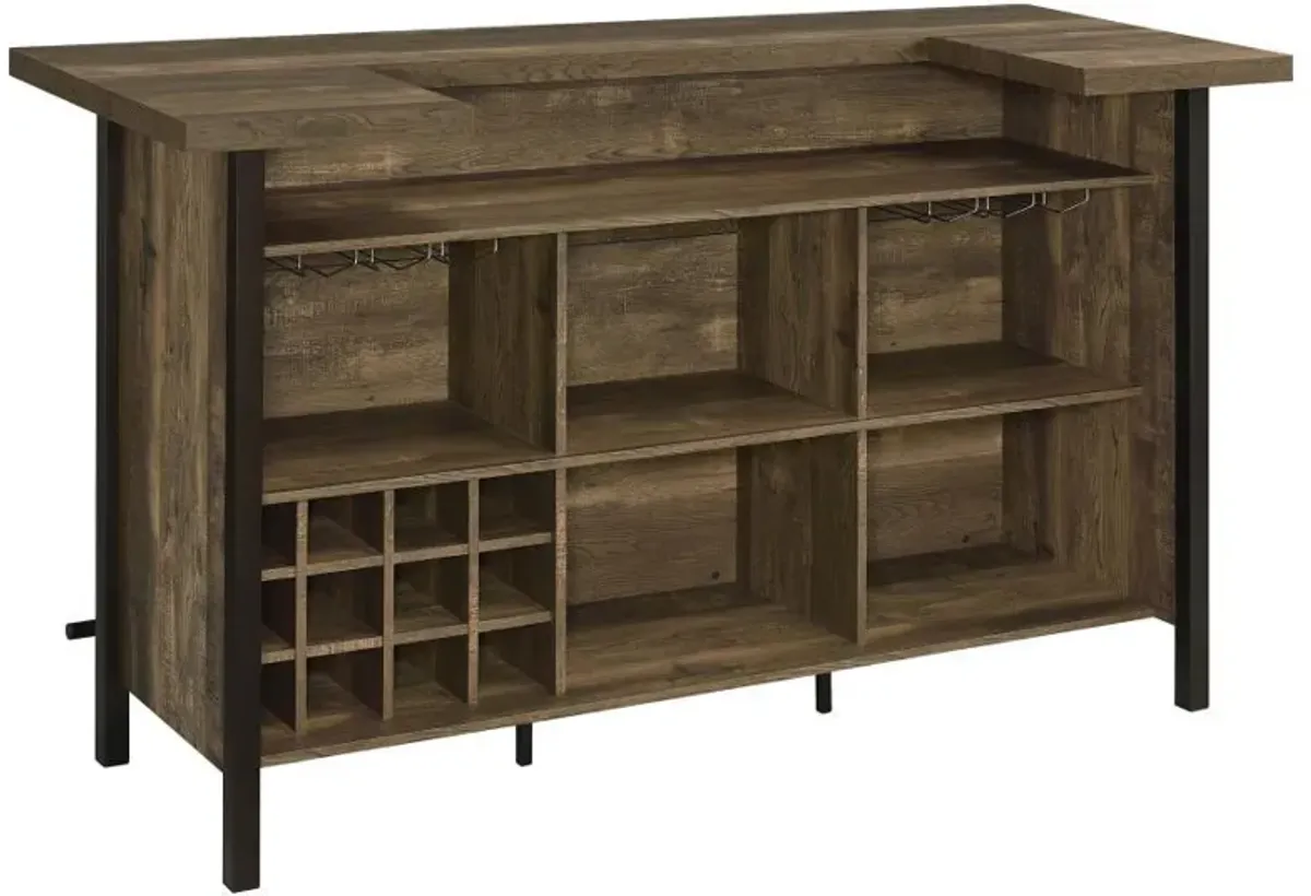 Bellemore - Freestanding Home Bar Wine Cabinet - Rustic Oak