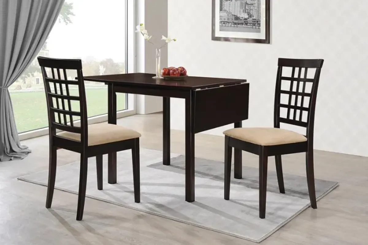 Kelso - 3 Piece Drop Leaf Dining Table Set - Cappuccino