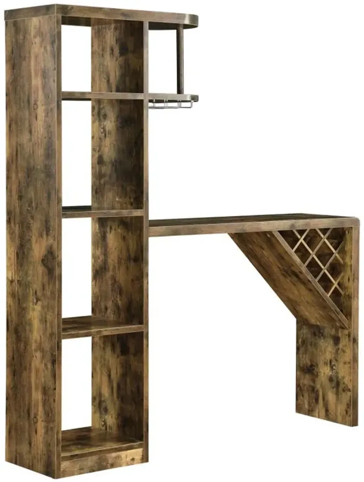 Belvedere - 5-Shelf Home Bar Table Wine Storage - Rustic Nutmeg