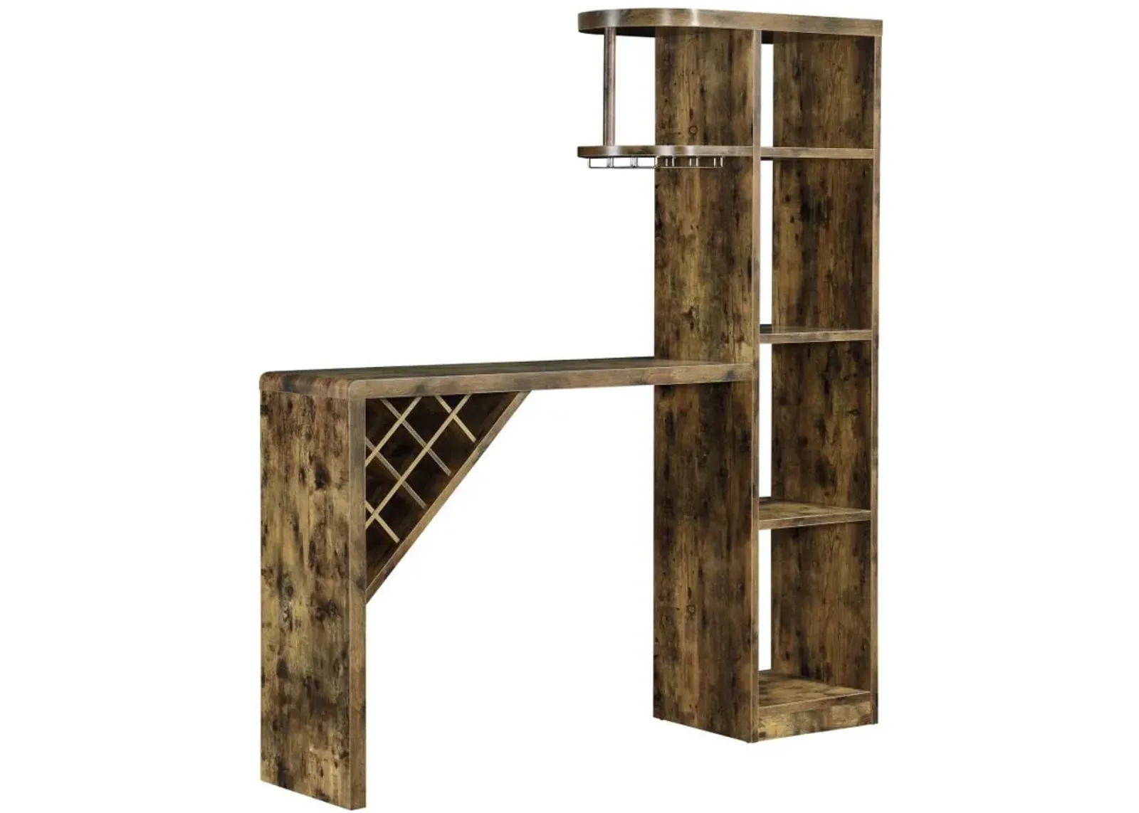 Belvedere - 5-Shelf Home Bar Table Wine Storage - Rustic Nutmeg