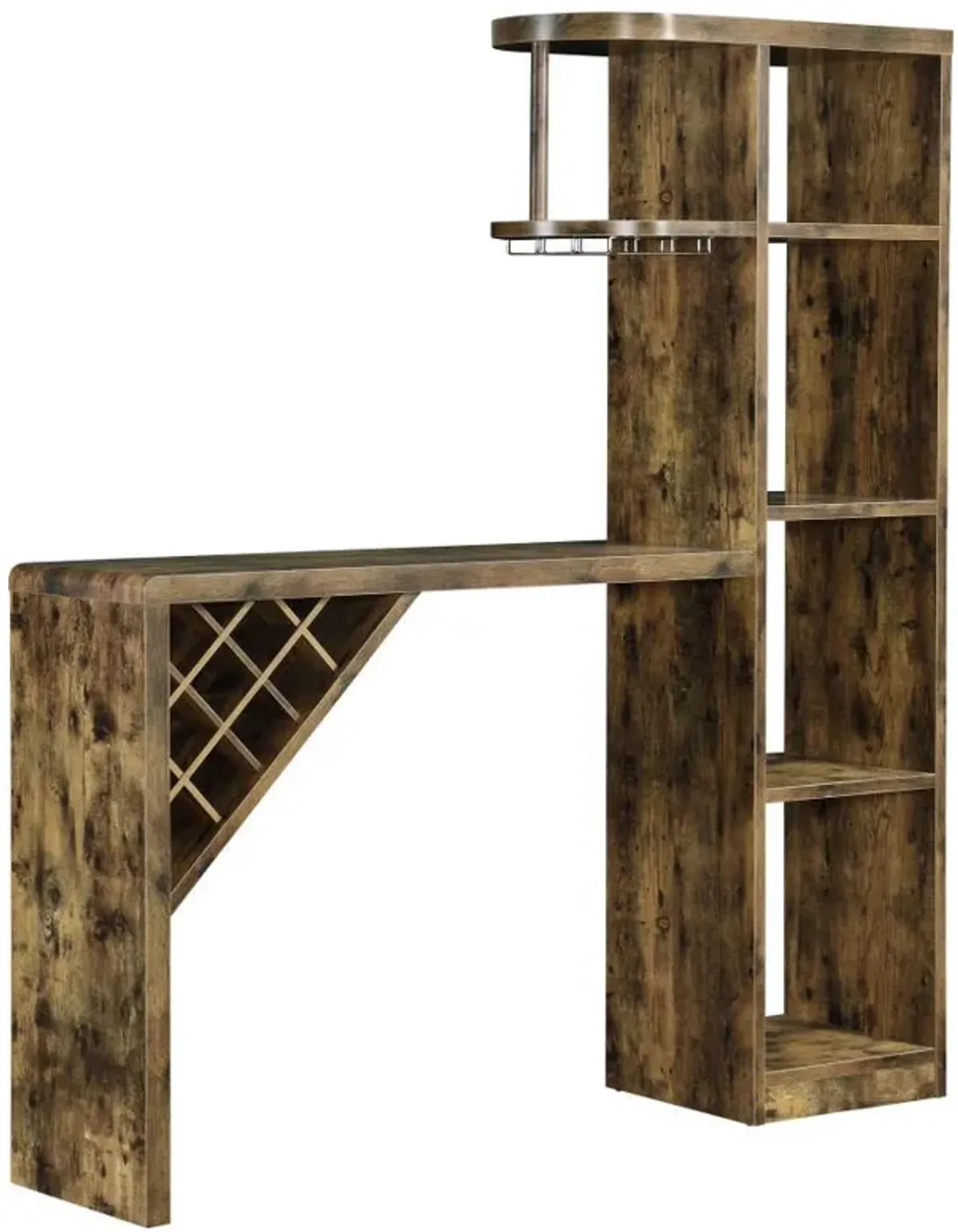 Belvedere - 5-Shelf Home Bar Table Wine Storage - Rustic Nutmeg