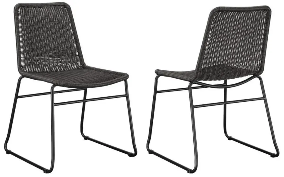 Dacy - Faux Rattan Metal Dining Side Chair (Set of 2) - Brown