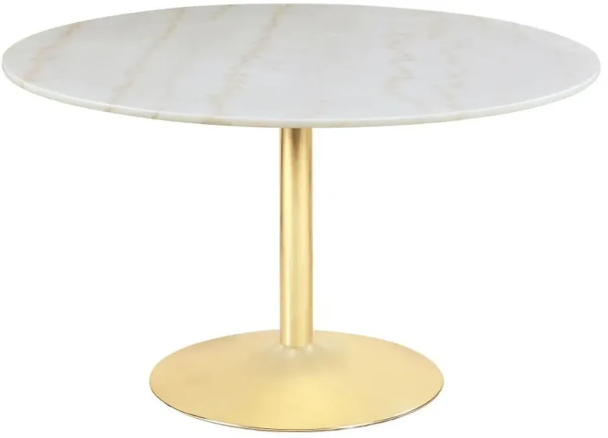 Kella - Round Marble Top Dining Table - White Marble