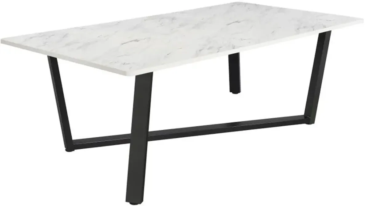 Mayer - Rectangular Faux Marble Dining Table - White