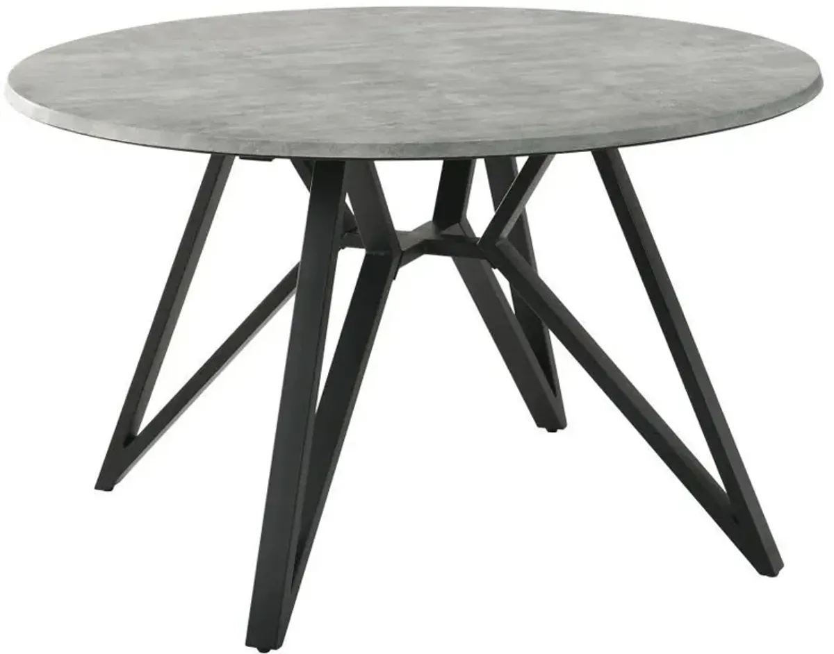 Neil - 5 Piece Round Dining Table Set Concrete - Gunmetal