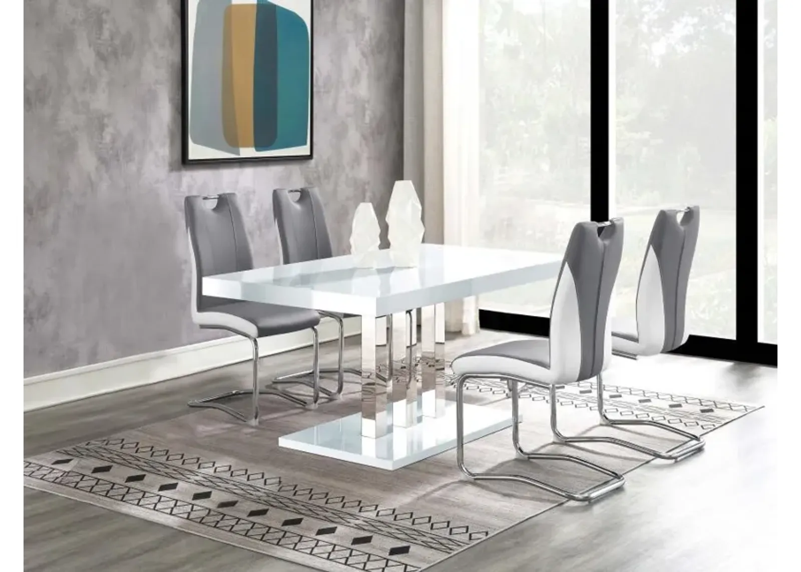 Brooklyn - 5 Piece Rectangular Dining Set - White High Gloss