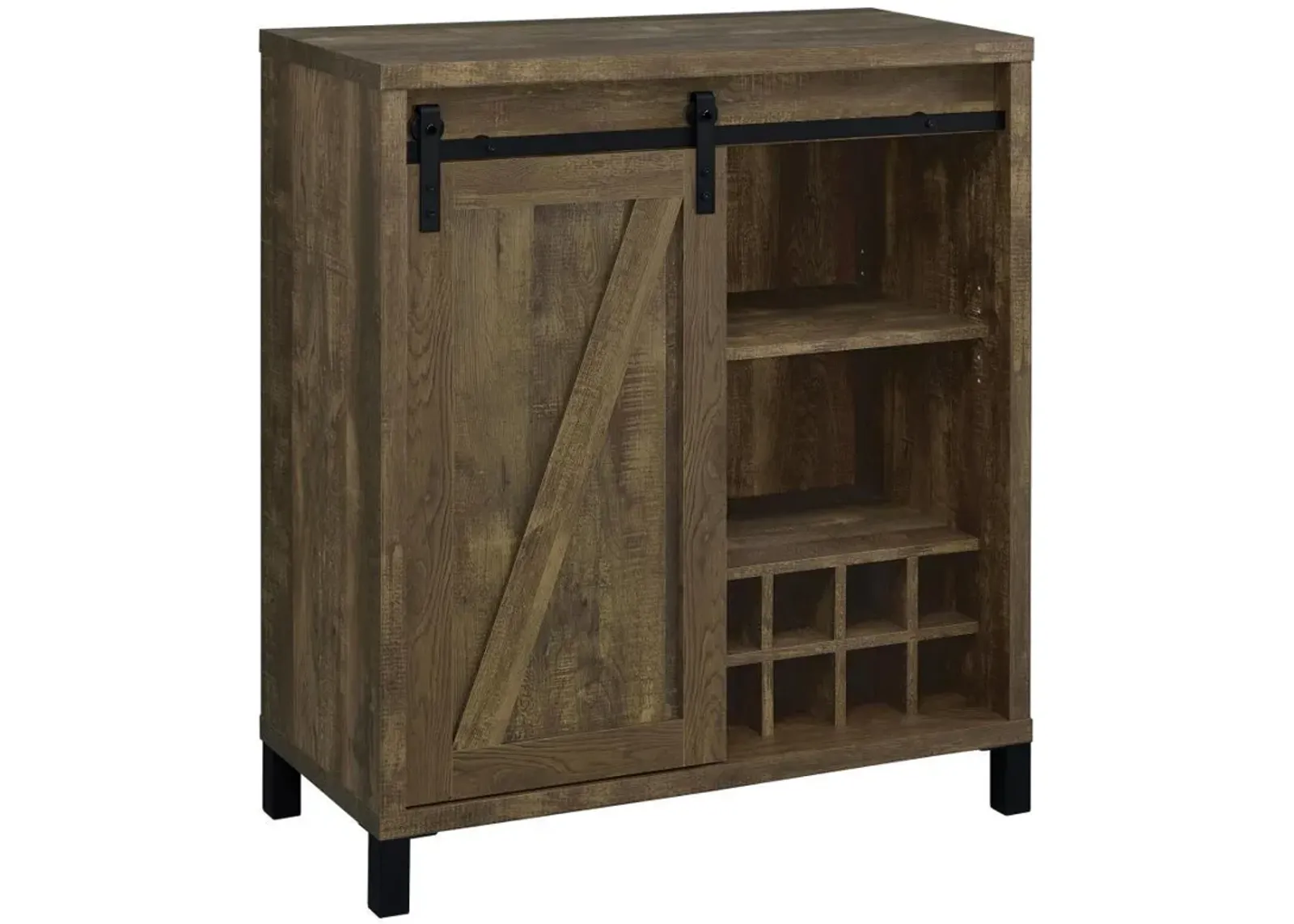 Arlington - Sliding Door Home Bar Wine Cabinet - Rustic Oak