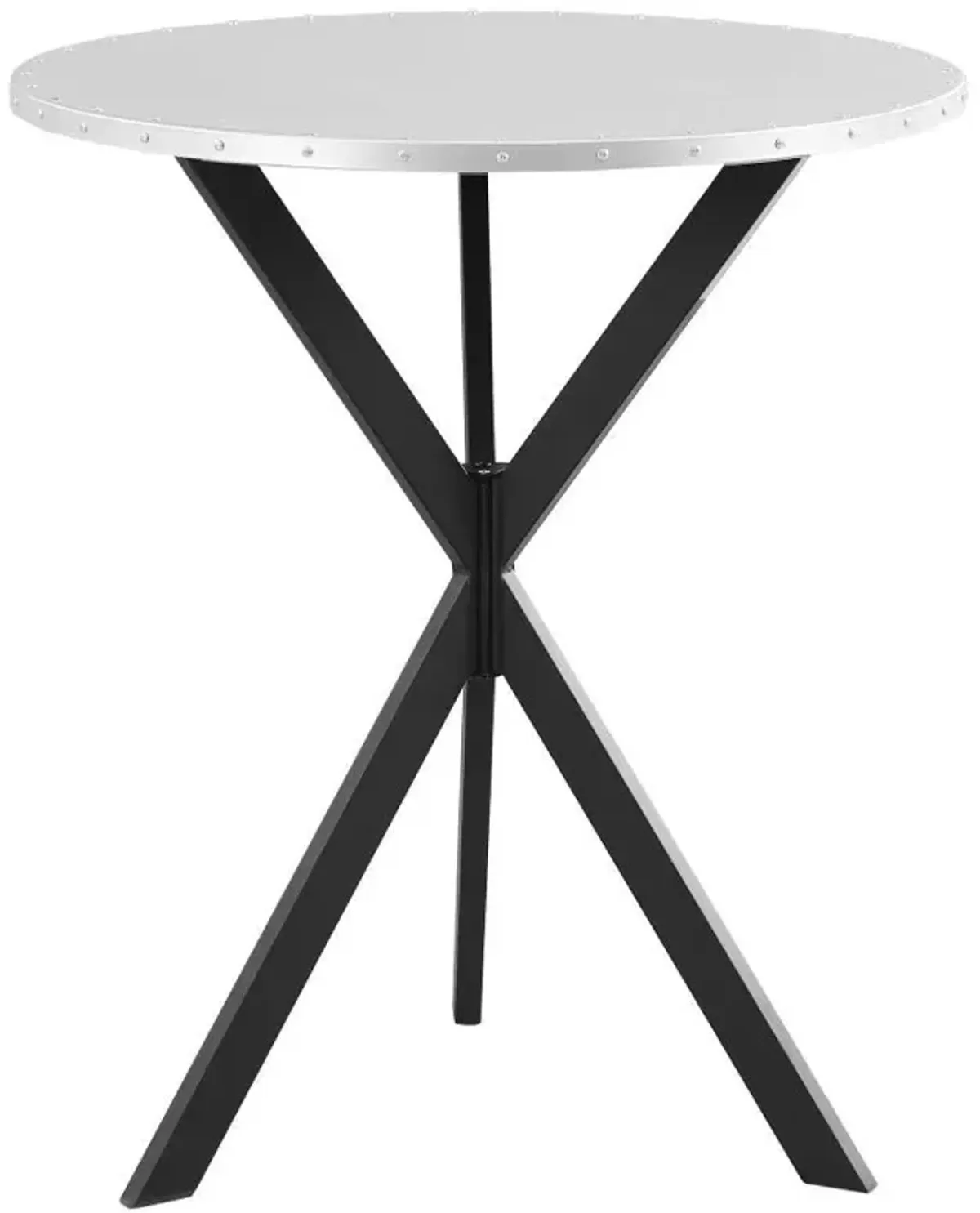 Kenzo - Round Galvanized Steel Bistro Bar Table - Silver
