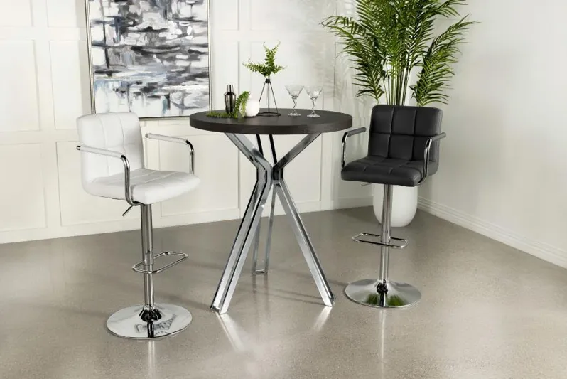 Edgerton - Round Wood Top Bar Table - Dark Oak And Chrome