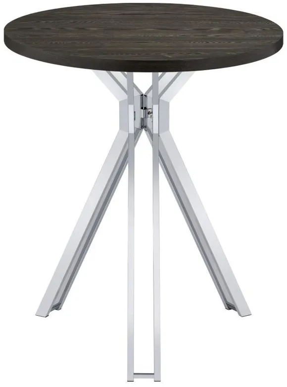 Edgerton - Round Wood Top Bar Table - Dark Oak And Chrome