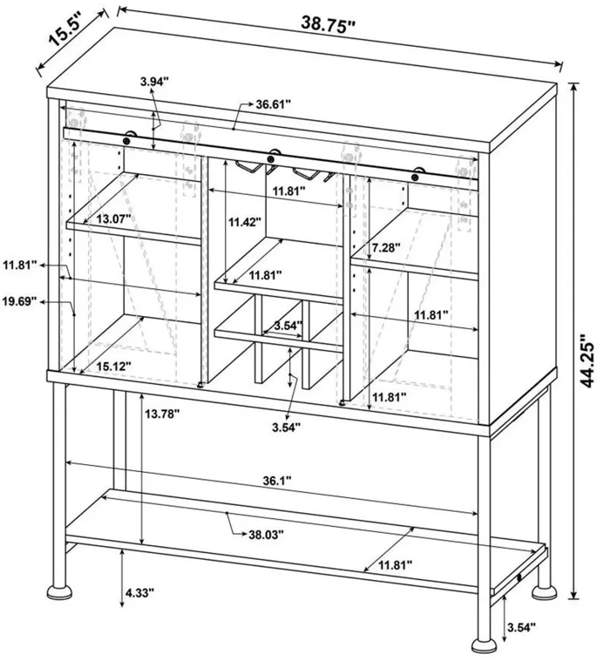 Claremont - Sliding Door Home Bar Wine Cabinet - Gray Driftwood