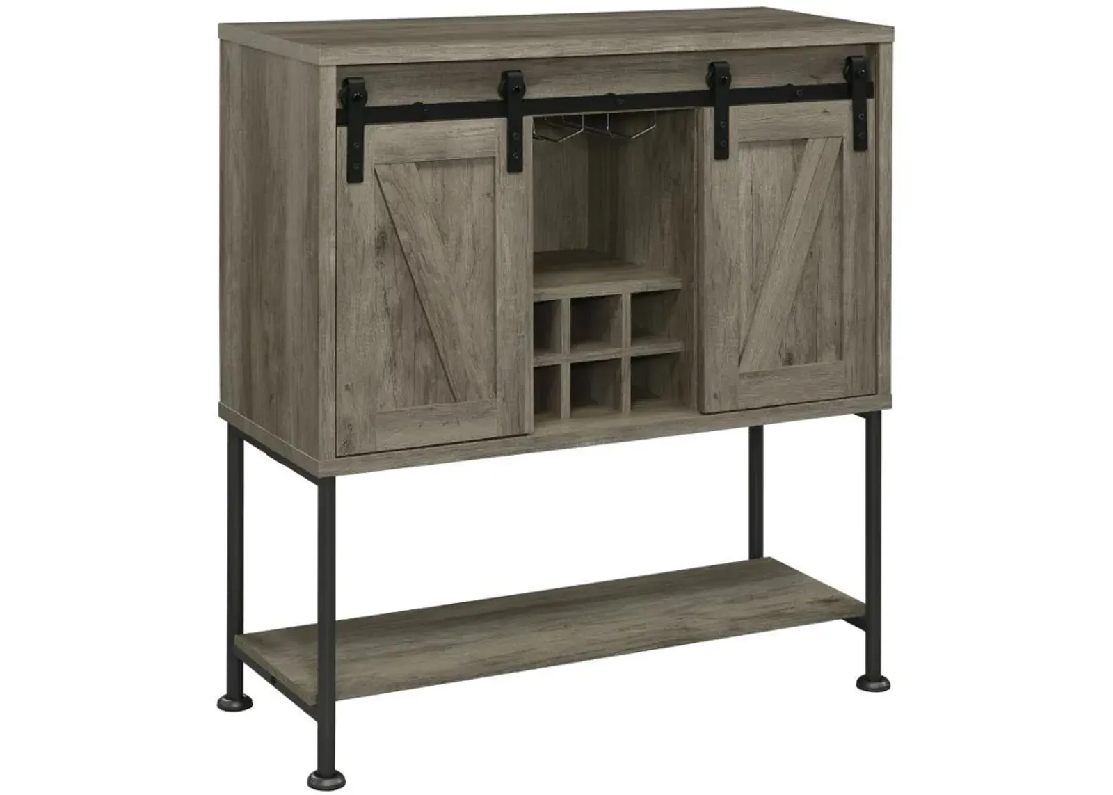 Claremont - Sliding Door Home Bar Wine Cabinet - Gray Driftwood