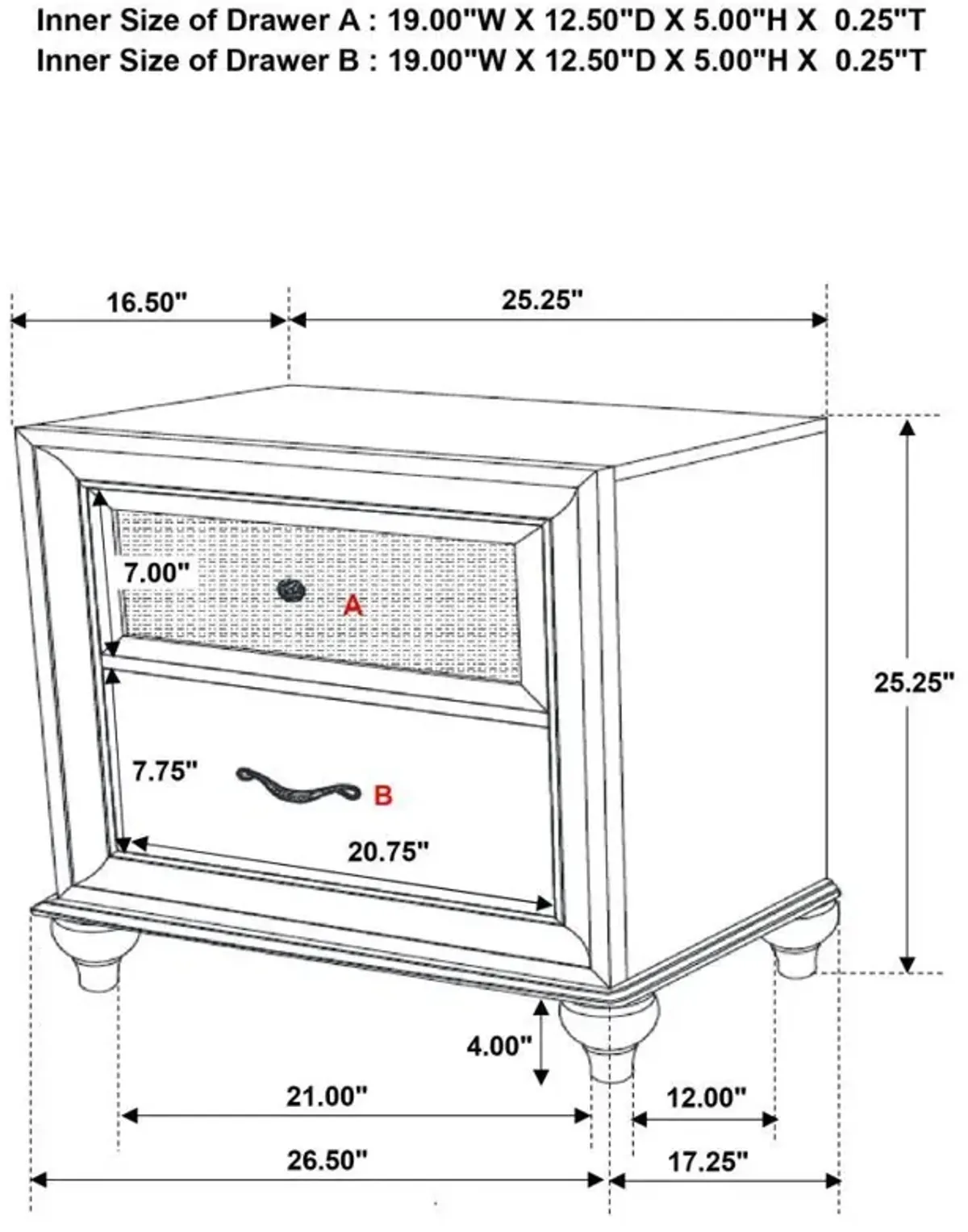 Barzini - 2-drawer Nightstand