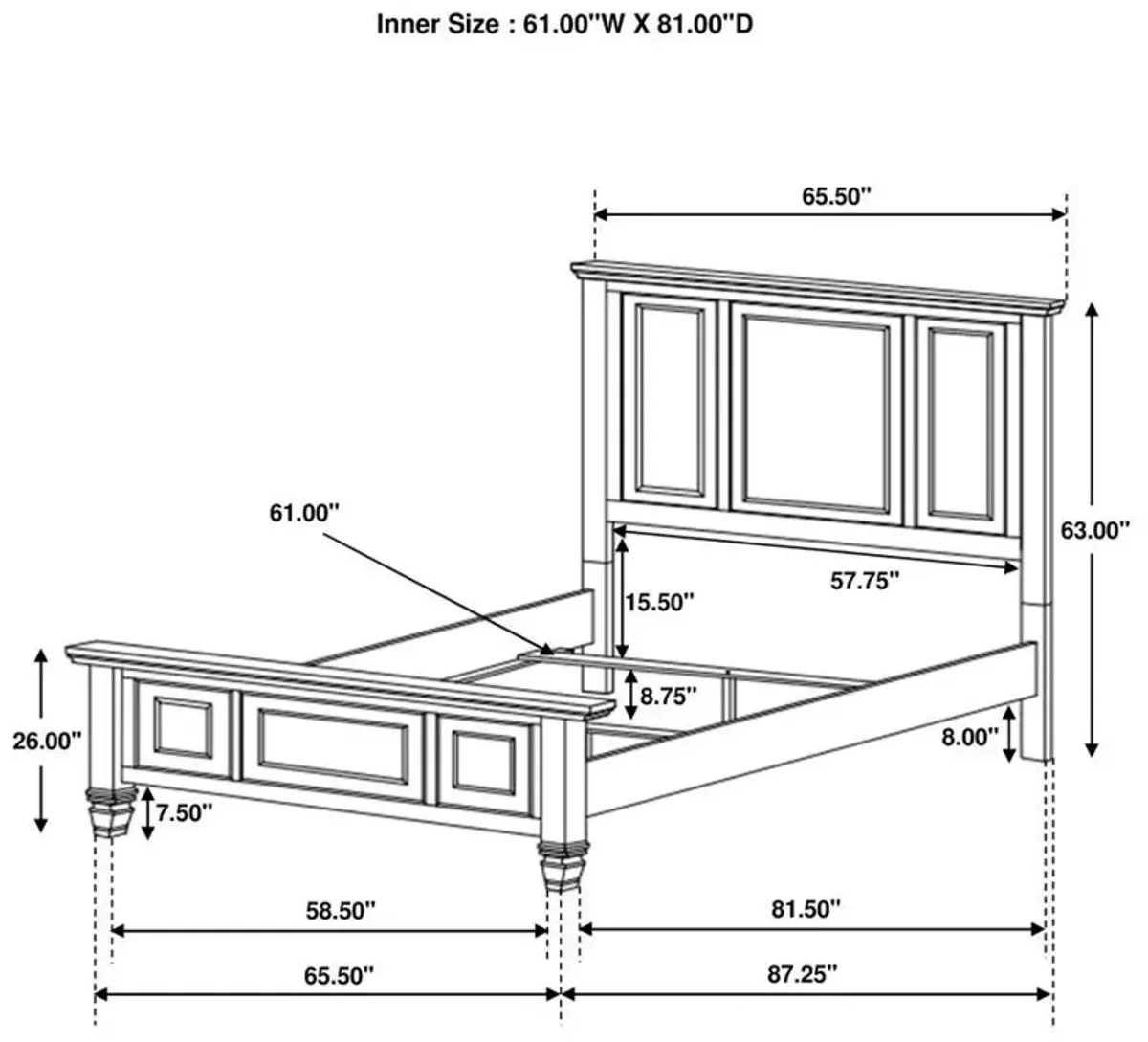 Sandy Beach - Panel Bed with High Headboard