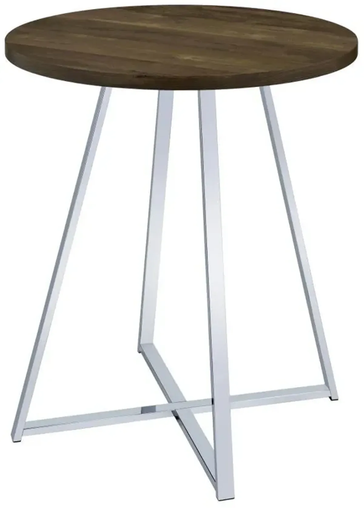 Burkhart - Round Pub Height Bistro Bar Table - Brown Oak