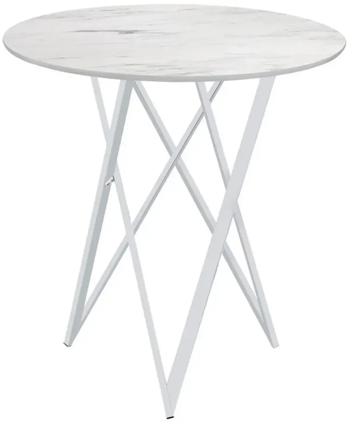 Bexter - Round Faux Marble Bistro Bar Table - Chrome