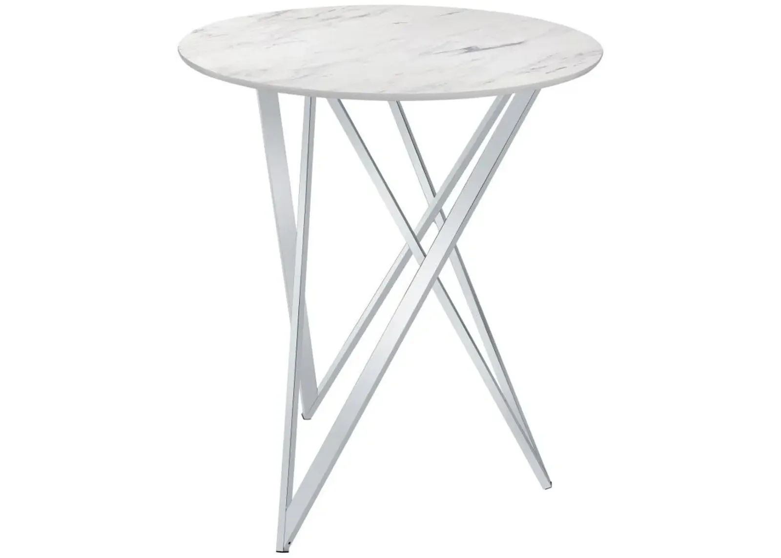 Bexter - Round Faux Marble Bistro Bar Table - Chrome