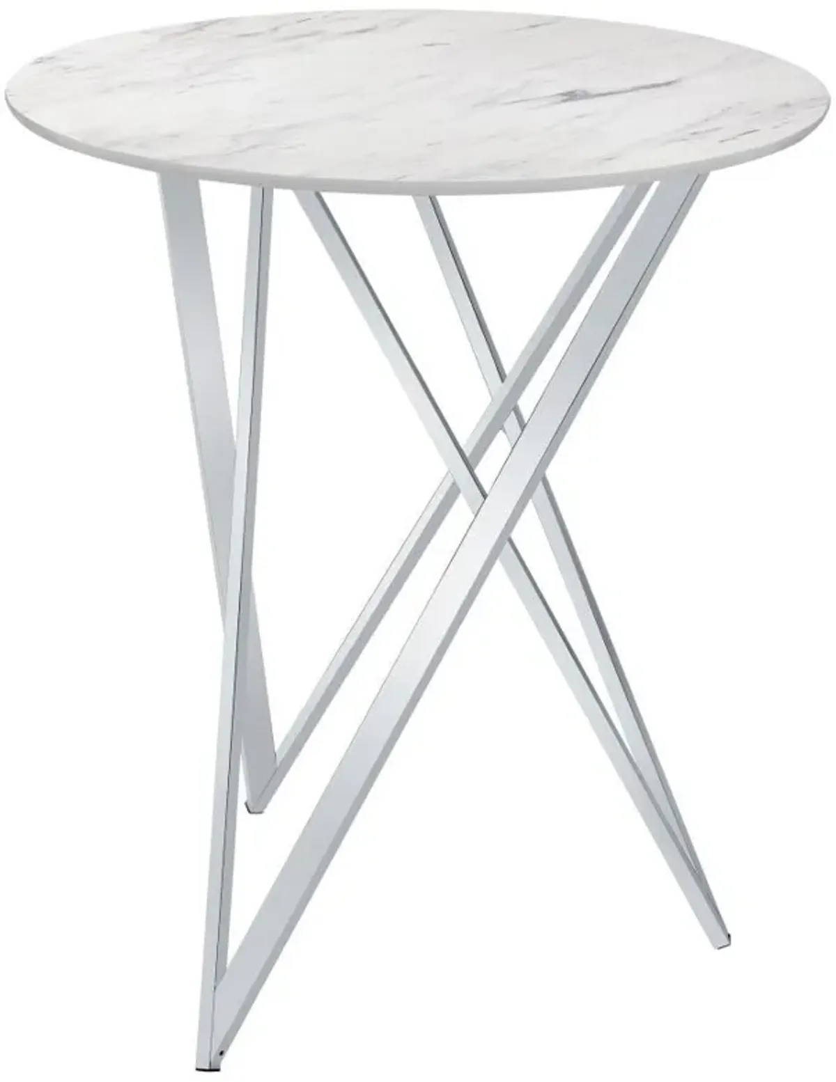 Bexter - Round Faux Marble Bistro Bar Table - Chrome